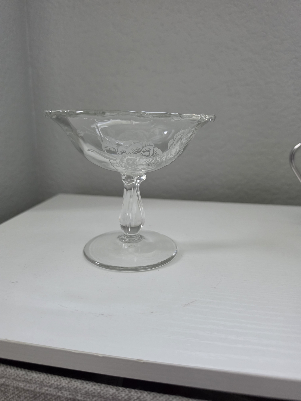 Vintage Fostoria Camellia Etched Clear Glass Candy Dish/Dessert Compote